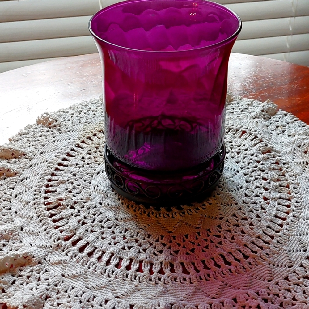Purple candle holder with stand